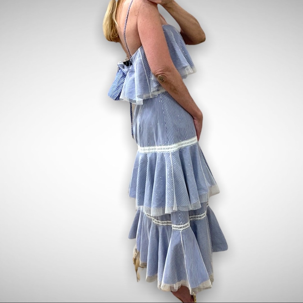 Prabal Gurung Blue and White Striped Dress - Picture 5 of 16